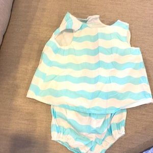 Jacadi summer two piece set 12M. Brightest aqua color